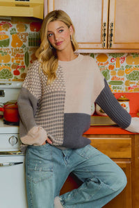MIXED PATTERN BLOCK SWEATER