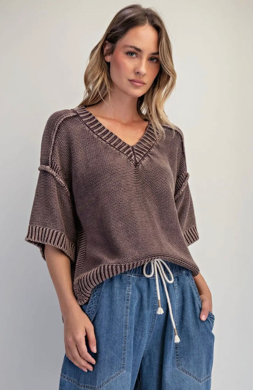 Vintage V-Neck Sweater Chocolate