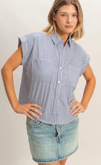Stripe Button Up with Pockets