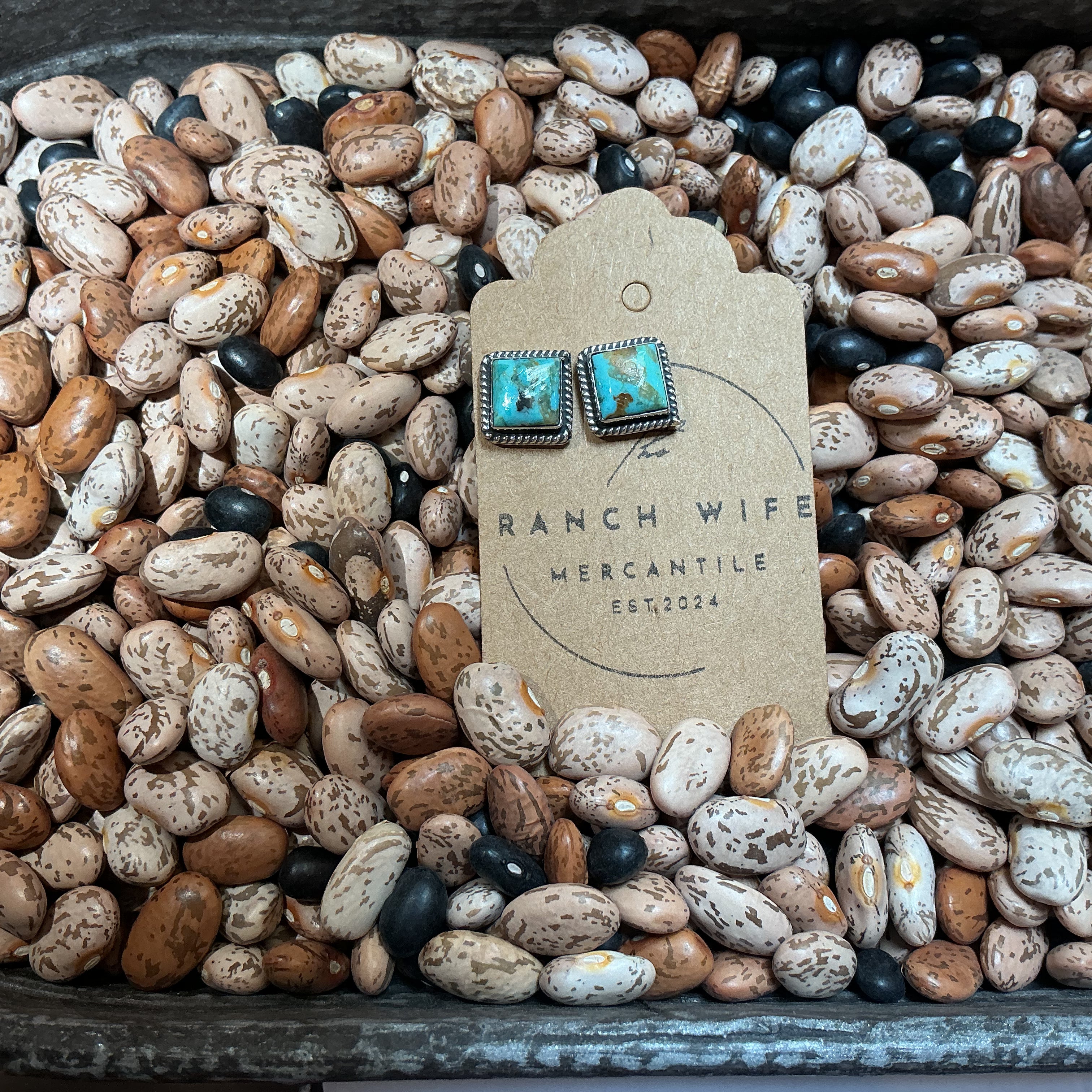 Square Turquoise Stud Earrings