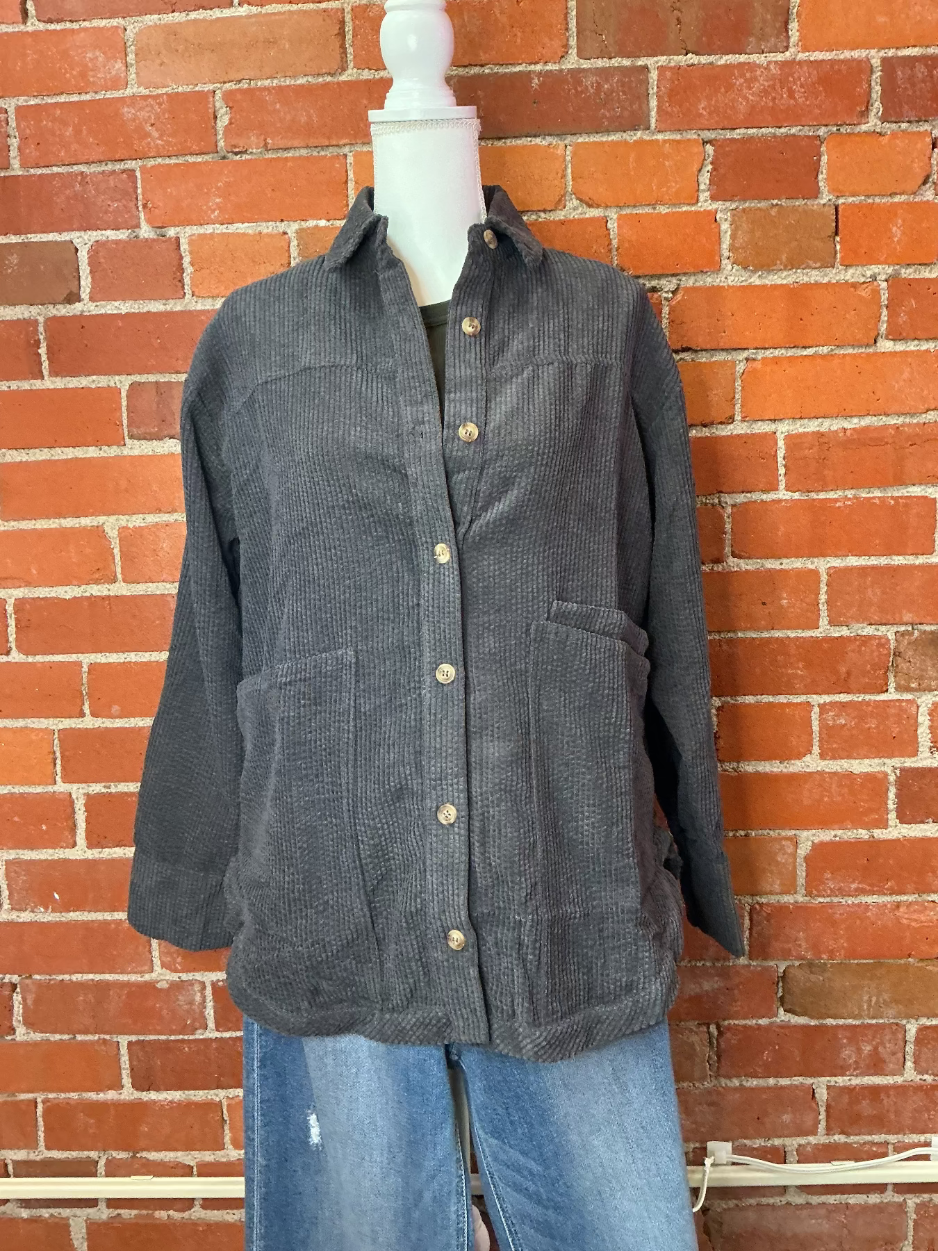 Classic Corduroy Shacket With Pockets