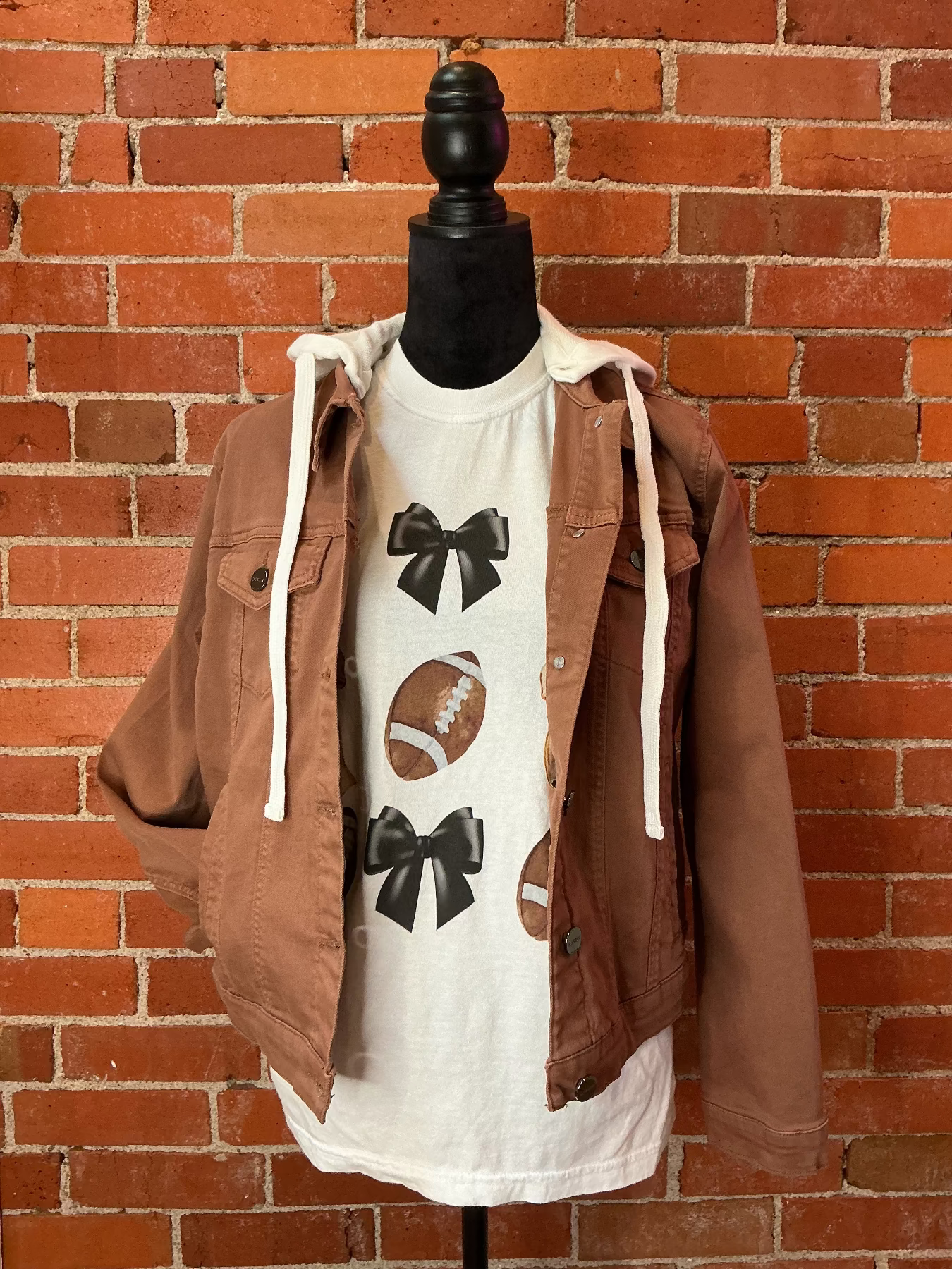 Coquette Football White Graphic Tee