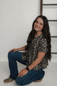 Leopard Peplum Tie Top