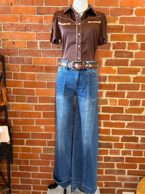 Brown Pearl Snap