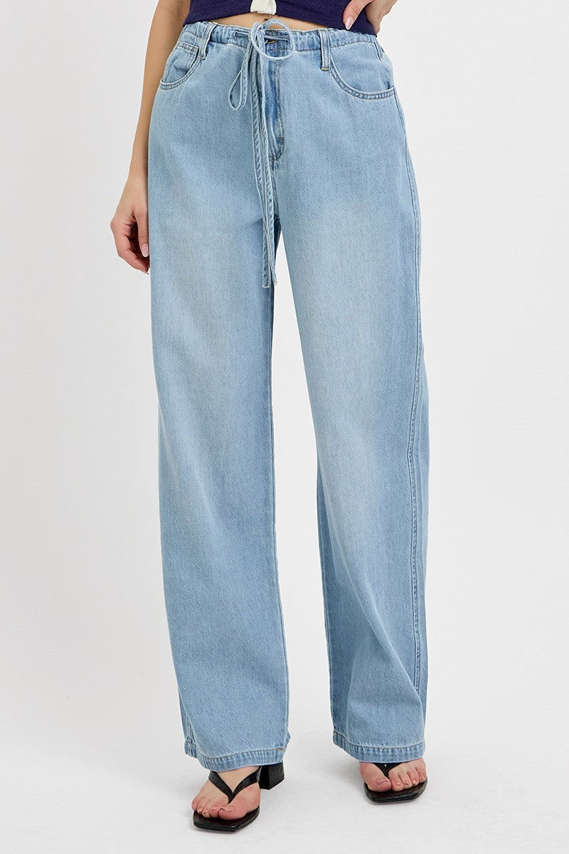High Rise Ankle Wide Leg Baggy Jean
