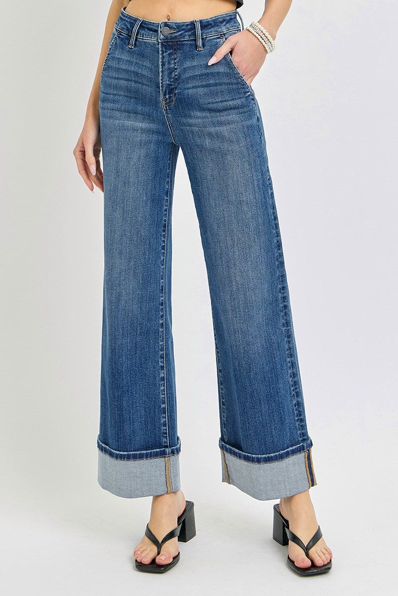 High Rise Ankle Cuffed Jean