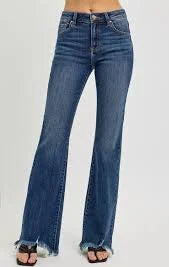 Risen Mid Rise Flare Frayed Hem