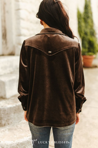 Dark Brown Velvet Western Yoke Pipping