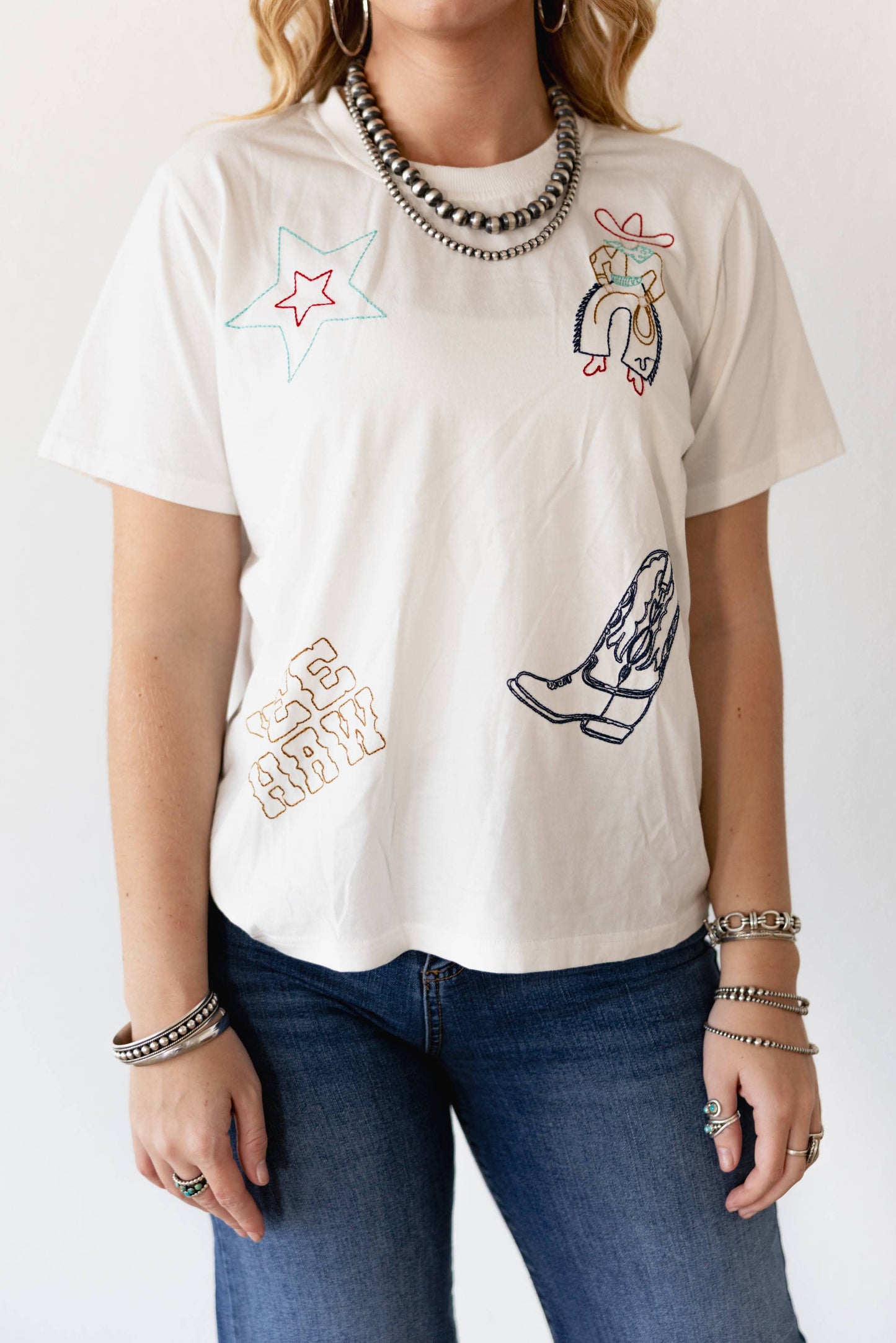 Yeehaw Star Embroidered Tee