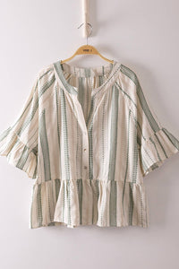 Striped Half Bell Sleeve Blouse Top