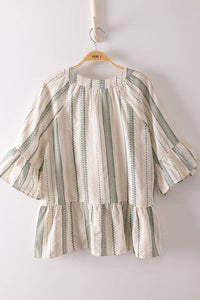 Striped Half Bell Sleeve Blouse Top