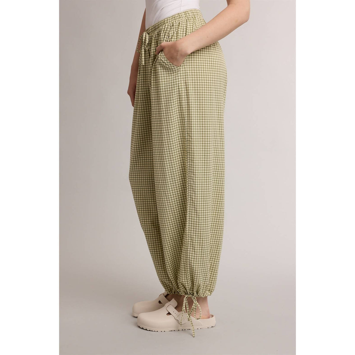 Gingham Drawstring Pant