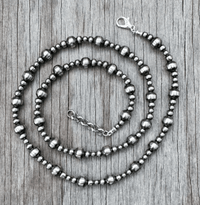 Multi Size Silver Pearl Necklace