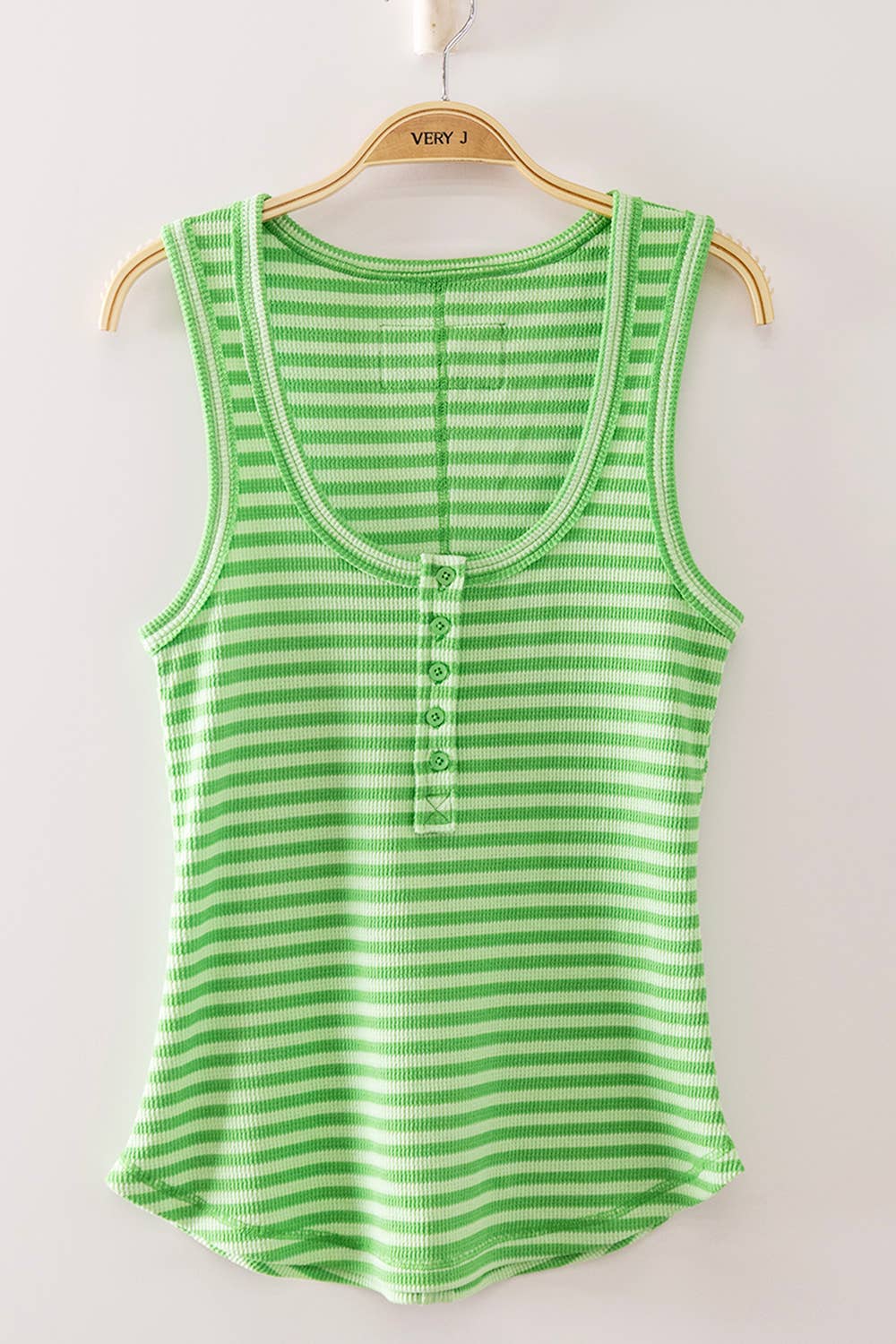 Striped & Solid Button Down Fitted Knit Tank Top
