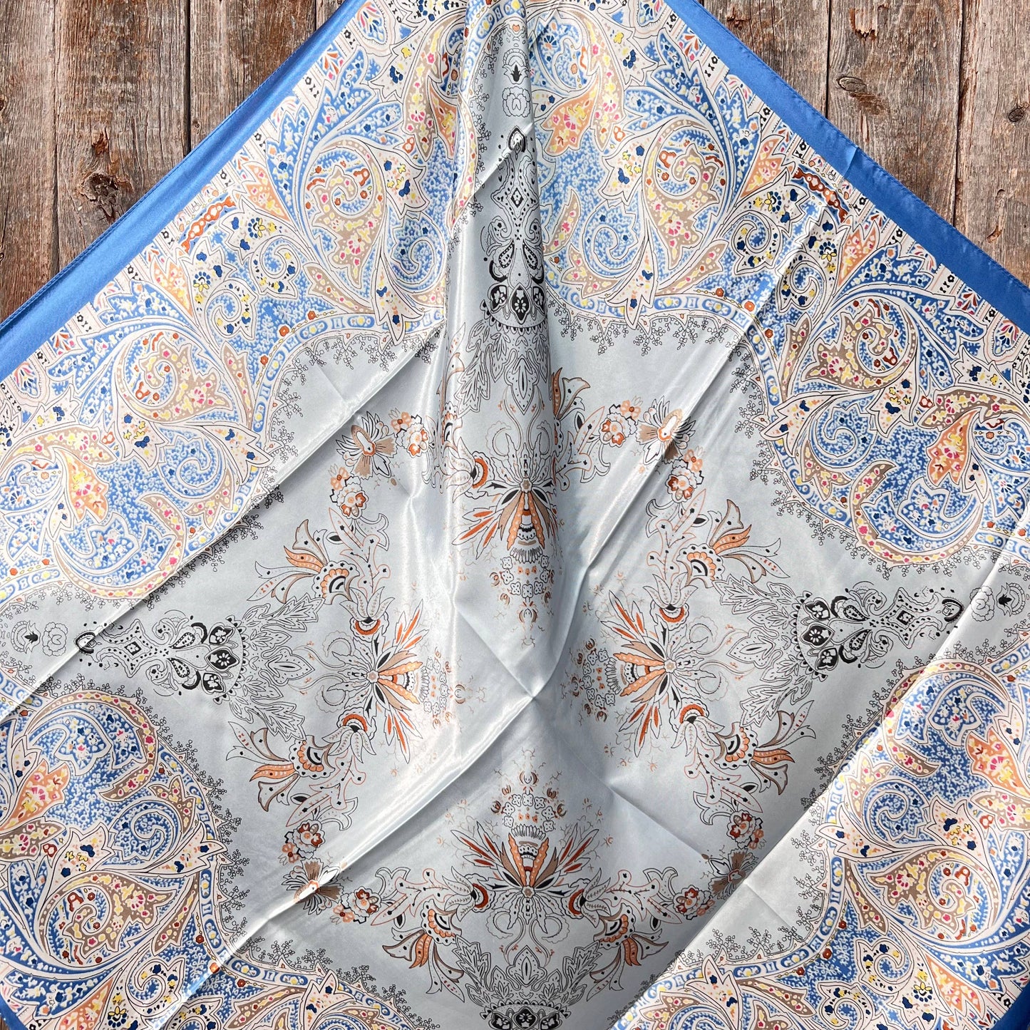 35X35"  Blue Floral Wild Rag/Scarf WR3419