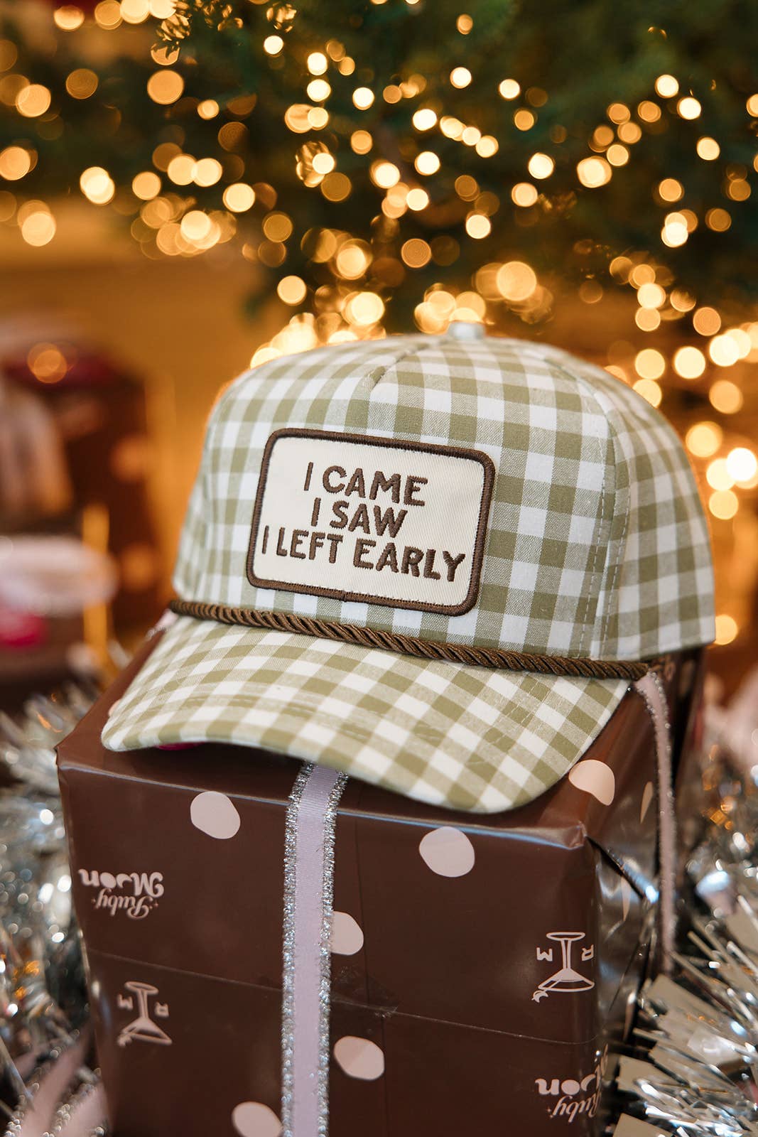 I Came I Saw I Left Early Gingham Patch Hat Thanksgiving Hat