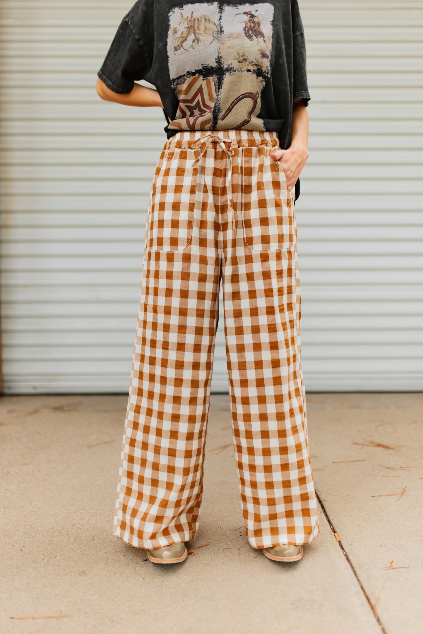BROWN GINGHAM  PANT