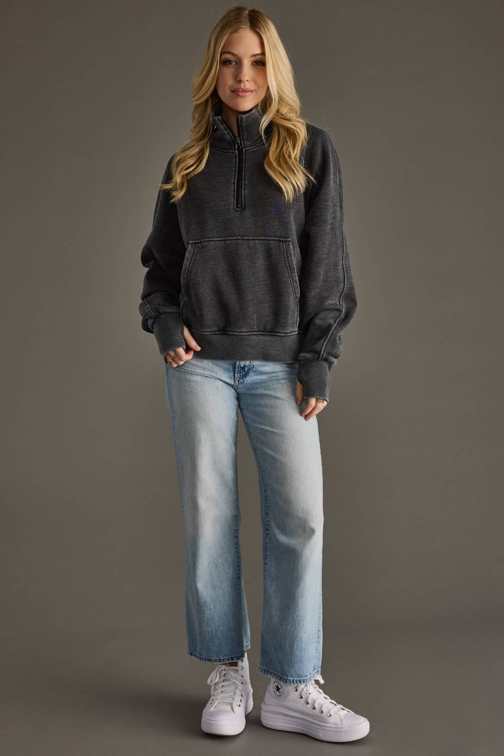 Charcoal Quarter Zip Sweatshirt