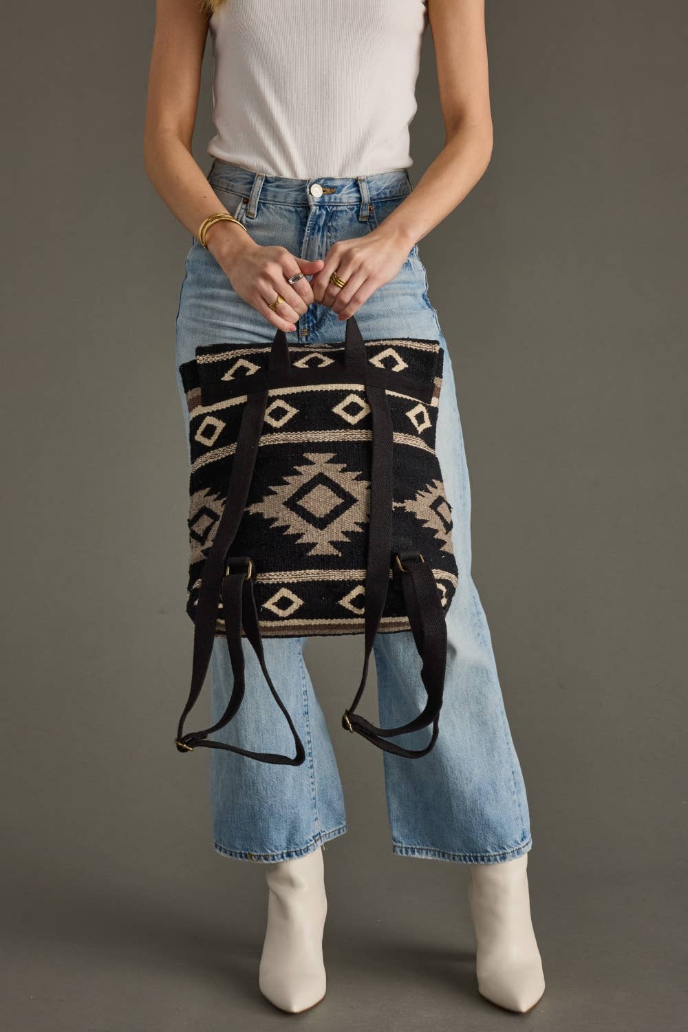 Black, Taupe & Cream Aztec Backpack