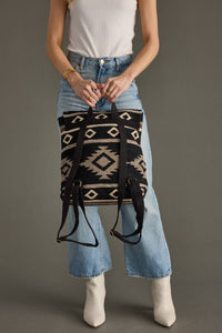 Black, Taupe & Cream Aztec Backpack