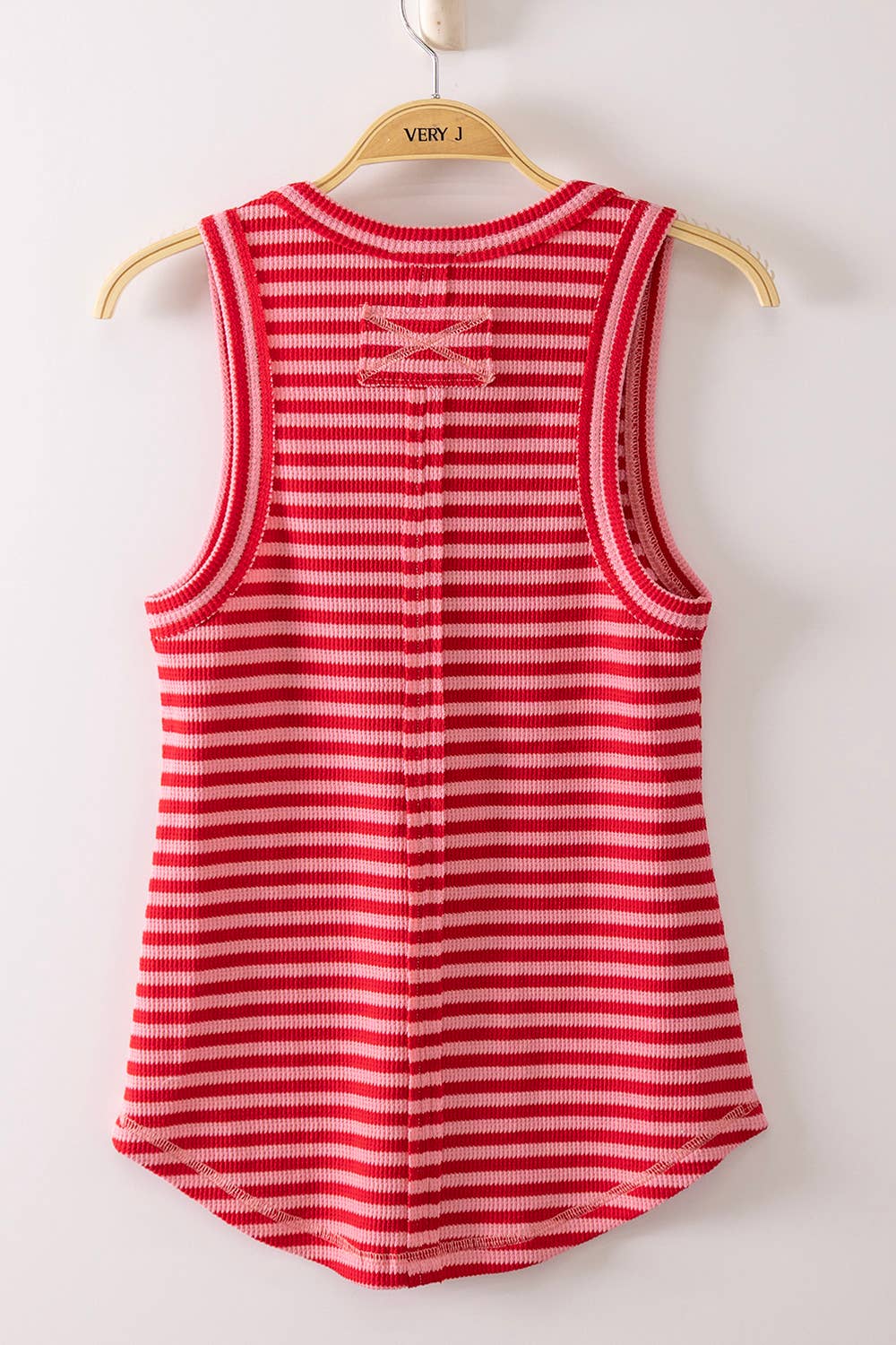 Striped & Solid Button Down Fitted Knit Tank Top