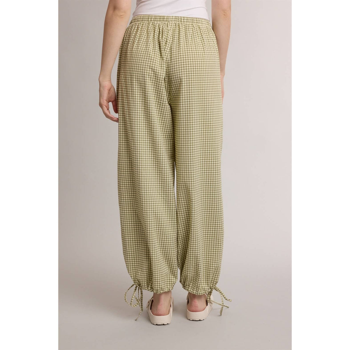 Gingham Drawstring Pant