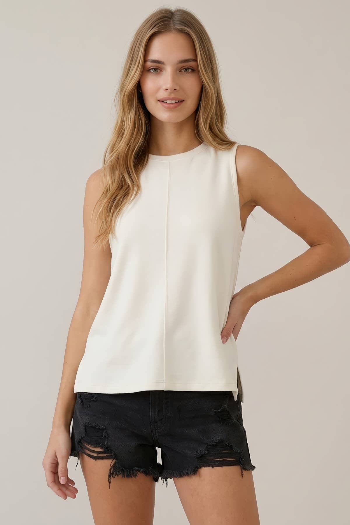 BUTTERY SOFT BRUSHED MODAL SLEEVELESS SWING TOP