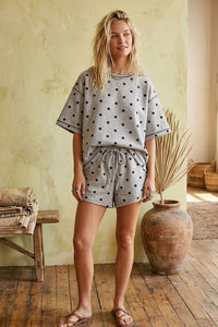 Polka Dot Relaxed Fit Scuba Top and Shorts Set