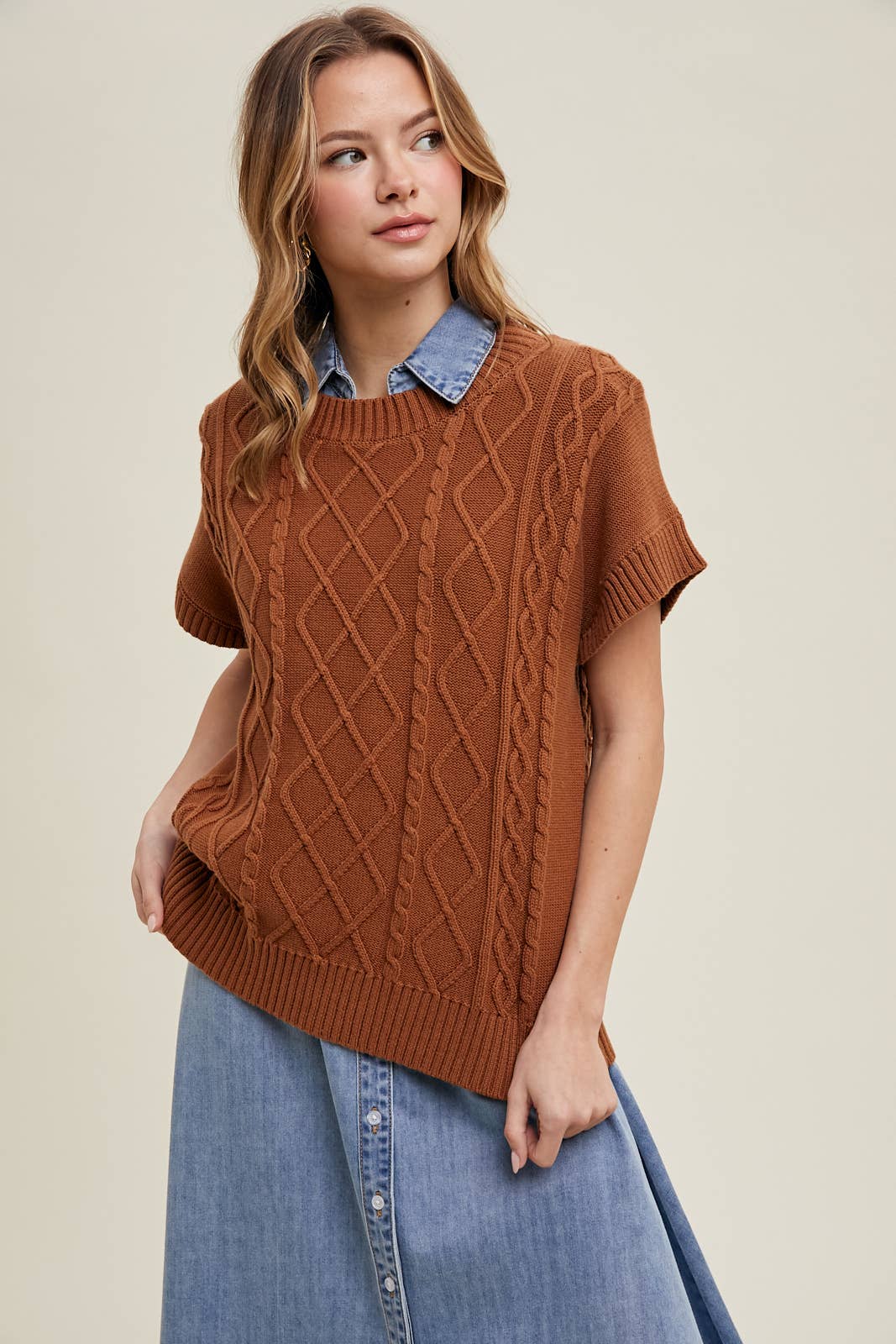 CABLE KNIT SWEATER TOP / WL25-10926