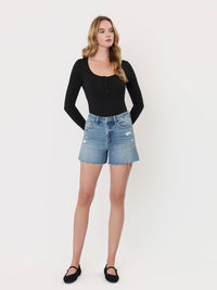SUPER HIGH RISE A LINE DENIM SHORTS