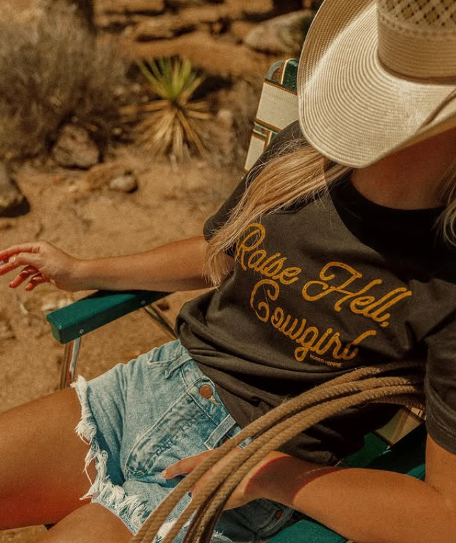 RAISE HELL, COWGIRL TEE BLACK