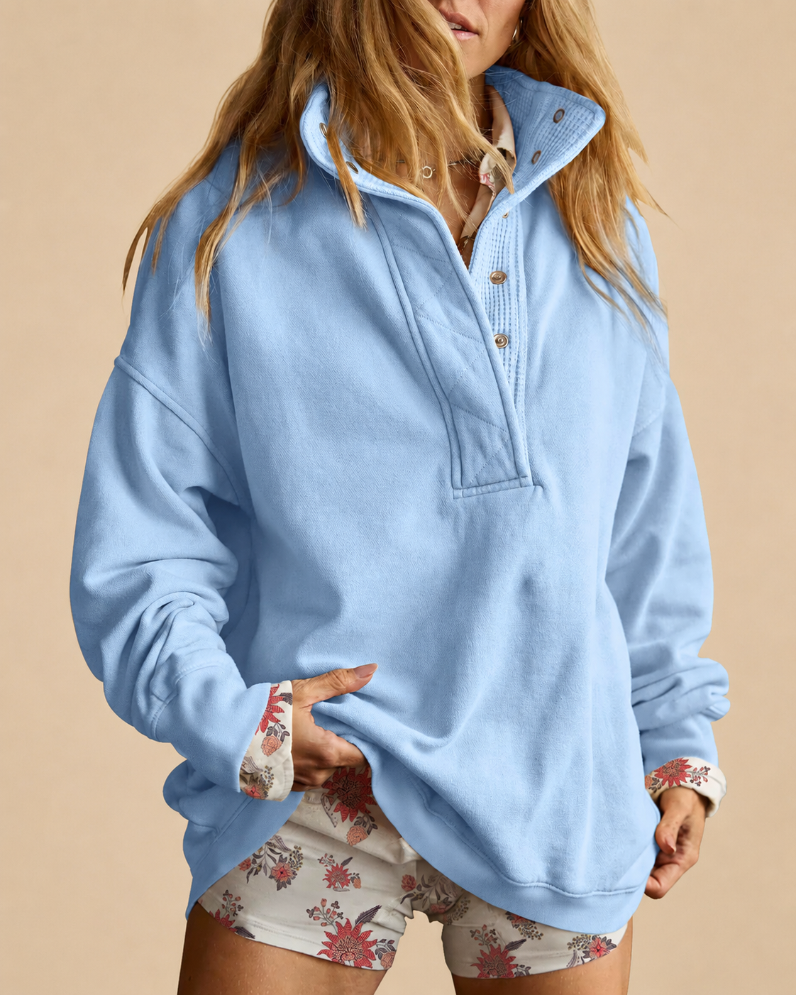 Oversized Snap Collar Sweater