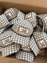 I Came I Saw I Left Early Gingham Patch Hat Thanksgiving Hat