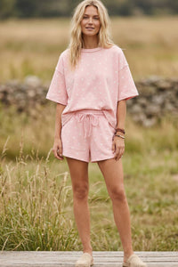 Polka Dot Relaxed Fit Scuba Top and Shorts Set