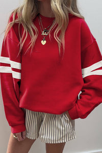 Varsity Striped Drop Shoulder Oversized Sweatshirt