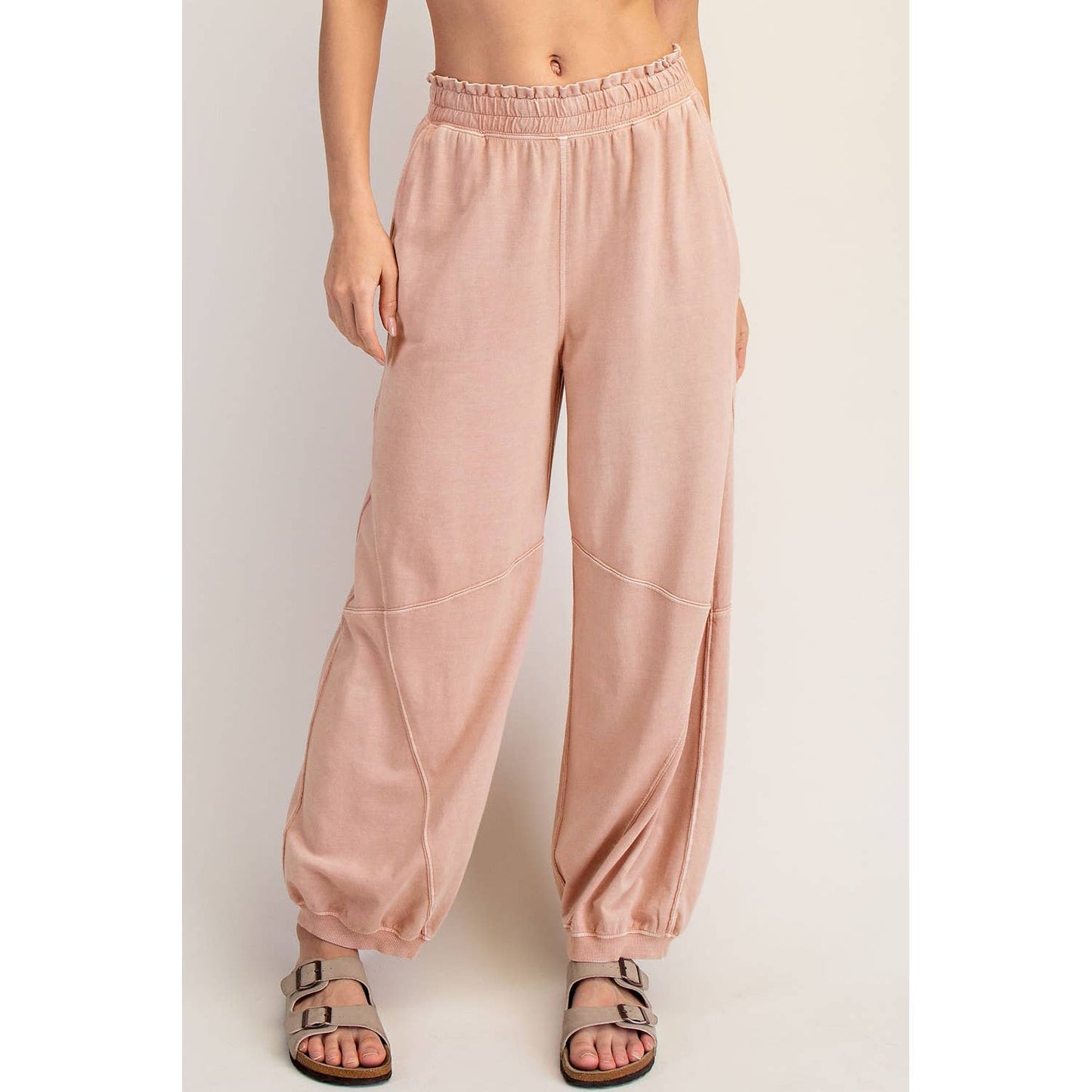 MINERAL WASHED TERRY BUTTER JOGGER PANTS