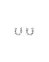 Screwback Stud Earrings - Horseshoe Silver