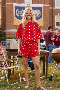 Polka Dot Relaxed Fit Scuba Top and Shorts Set