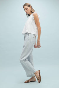 RUFFLE SLEEVE RELAXED CROP KNIT TOP