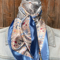 35X35"  Blue Floral Wild Rag/Scarf WR3419