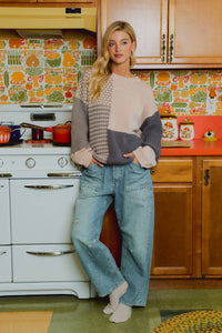 MIXED PATTERN BLOCK SWEATER