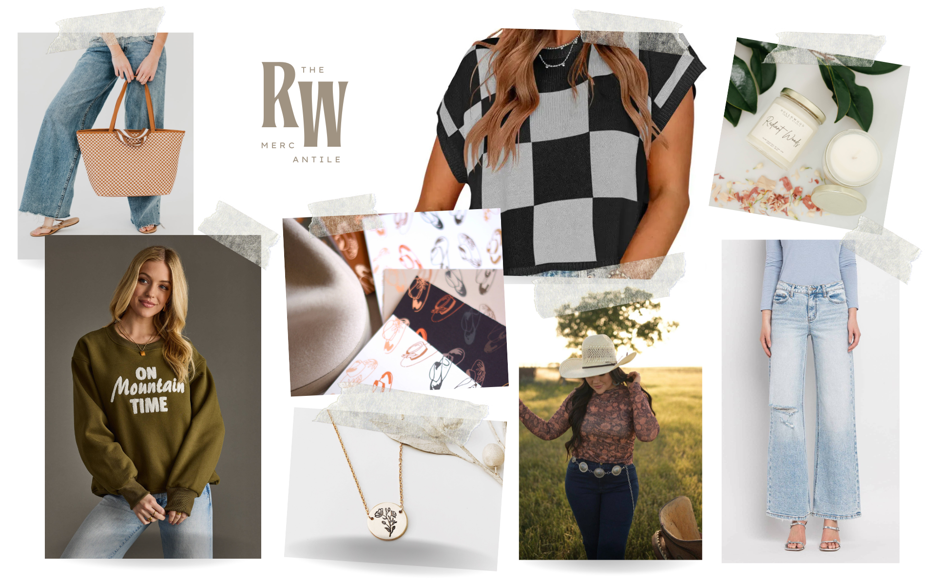 Collage of boutique items and the company logo
